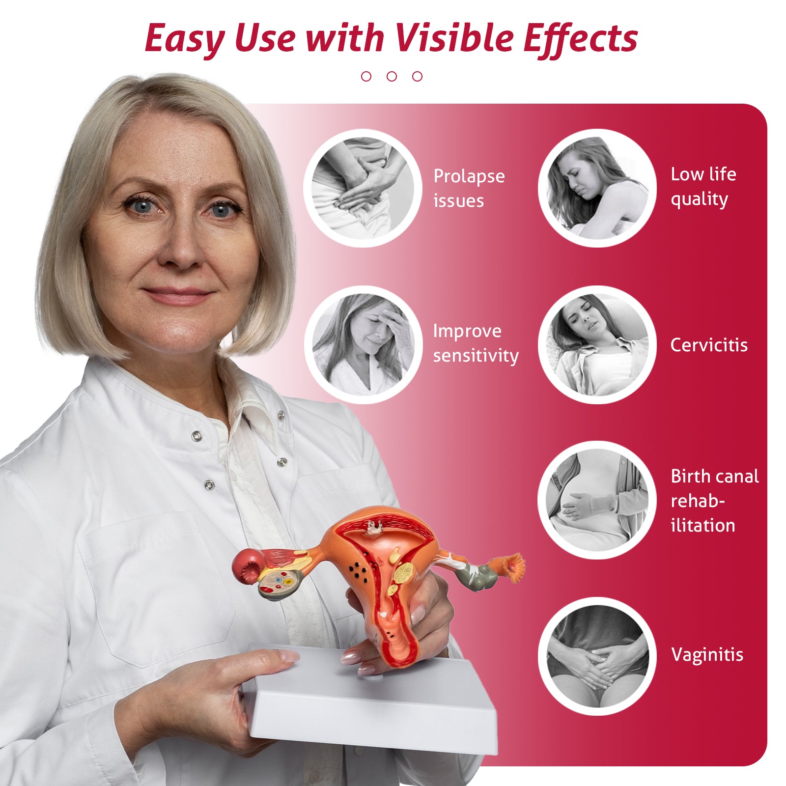 Female Red Light Intimate Health Device, with Heating Function